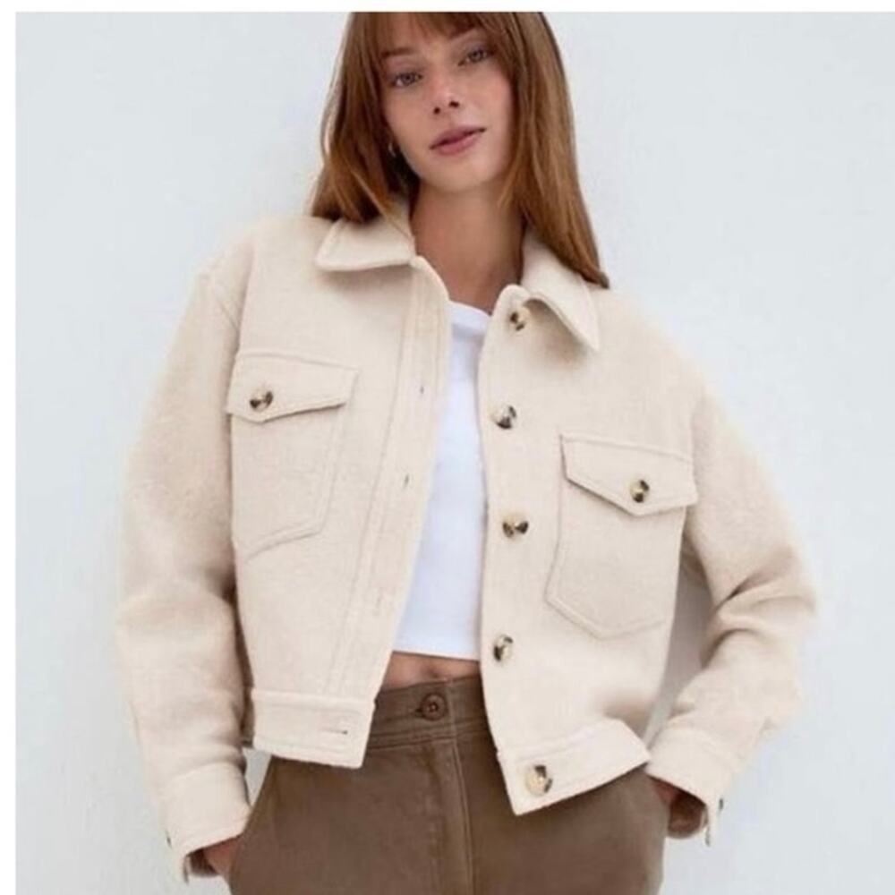 Aritzia Wilfred Free Nappa cropped wool jacket